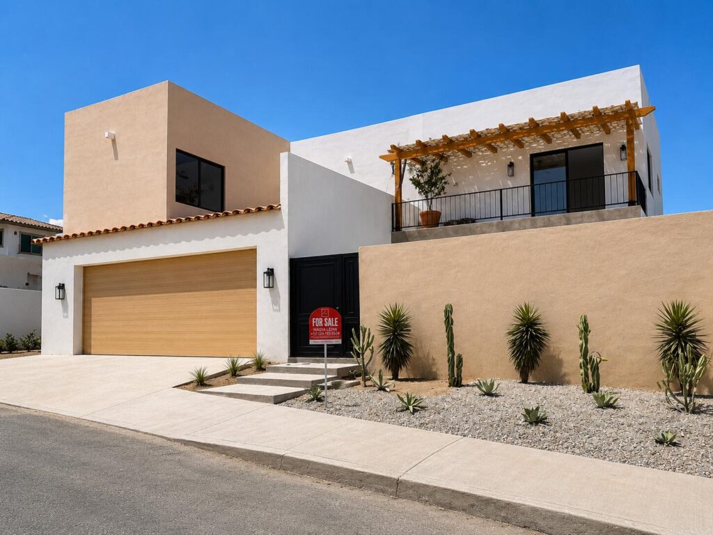 Los Cabos Hacienda Campestre Beautiful 3 bedroom home with additional nanny(maids)quarters, roof top terrace and a garage backing onto the 13th fairway of the prestigious Club Campestre Golf course. Here is your opportunity to own a piece of the established and very sought after community of Hacienda in Campestre. Surrounded by lush green landscape and over head ocean – 12 Vialidad 2, San Jose del Cabo, BS