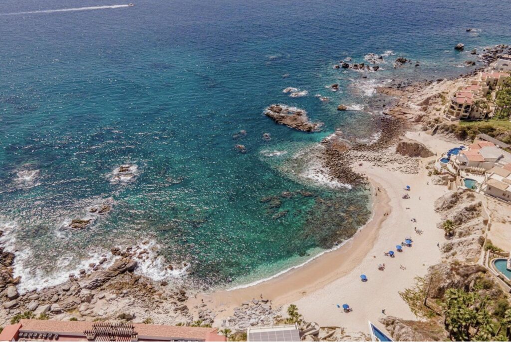 Los Cabos Cabo Bello Cabo Bello is a gated community w pristine swimmable beach and convenient short distance to downtown marina w also easy access to San Jose del Cabo. There are medical services, grocery stores, fine dining, spas and top-level golf courses within minutes. World renowned Monuments surf break is just around the corner from the Cabo Bello beach. Casa 132 is a Contemporary design 2 story home 4 bed, 5 bath w roof top terrace (Arch – 132 Paseo Baja, Cabo Corridor, BS
