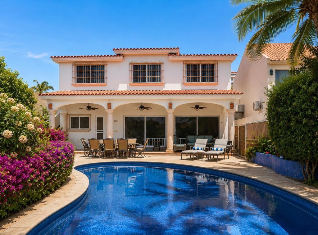 Los Cabos Ciruelos Located in one of the most desirable areas of Cabo San Lucas, this elegant home is set within a quiet gated community and offers the perfect balance of comfort and style. With 5 spacious bedrooms, each with its own full bathroom, plus a large studio that can serve as an office or extra living space, this property is ideal for families and entertaining. The modern kitchen with pantry connects seamlessly to the living and dining areas, opening onto a private terrace with pool. A service room with bathroom and a covered, enclosed 2-car garage provide convenience and functionality. Just minutes from downtown, beaches, schools, and shops, this home offers not only space and privacy, but an exceptional lifestyle in Cabo. All transactions will be carried out through escrow. The initial payment upon signing the contract will be 35% as a down payment. Subsequent payments will be made according to construction progress. Sales commissions will be disbursed from escrow once the buyer completes the 35% down payment. – 49 Paseo Finisterra, San Jose del Cabo, BS